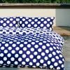Deep Blue and White Polka Dot Print Cool Boys Masculine Modern Chic Twin, Full, Queen Size Bedding Sets