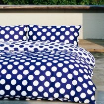 Deep Blue and White Polka Dot Print Cool Boys Masculine Modern Chic Twin, Full, Queen Size Bedding Sets