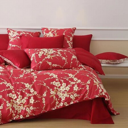 Red Wintersweet Flower Twin, Full, Queen Size Bedding Sets