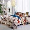 Royal Blue Brown and White Ocean Life Starfish and Sea Shell Print Coastal Living Full Size Kids Bedding Sets