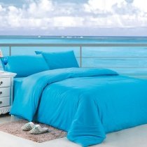 Solid Acid Blue Pure Color Simply Chic Fresh World Style Full, Queen Size 100% Cotton Bedding Sets