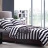 Black and White Abstract Design Stripe Print Full, Queen Size Durable 100% Cotton Bedding Sets