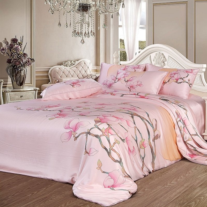 Girls Pink Peach Blossom Print Rustic Country Cute Girly Themed 25