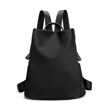 Waterproof Black Nylon with Leather Trim Anti Theft Women Small Travel Backpack Hipster Korean Style Preppy School Campus Book Bag