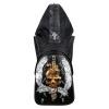 Personalized Black Faux Leather Masculine Men Large Travel Backpack Punk Style Embossed Skull Crossbones Studded School Campus Book Bag