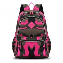 Personalized Hot Pink Black Taupe Gray Nylon Cool Girls School Book Bag Hipster Camouflage Print Sewing Pattern Travel Backpack