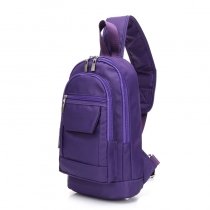 Violet Purple Oxford Elegant Women Small Crossbody Shoulder Chest Bag Korean Style Sewing Pattern Casual Travel Hiking Sling Backpack