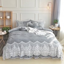 Sophisticated Elegant Slate Gray Bohemian Tribal Vintage Shabby Chic Attached Dust Ruffle Soft Flannel Full, Queen Size Bedding Sets
