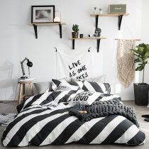 Hipster Black and White Diagonal Stripe Print Abstract Personalized Unique Simply Chic Twin, Full, Queen Size Bedding Sets