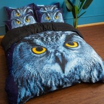 Hipster Black Blue and Orange Eagle Print Jungle Safari Animal Themed Twin, Full, Queen Size Bedding Sets