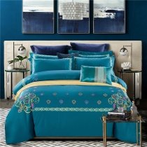 Noble Excellence Teal and Colorful Tribal Pattern Luxury Full, Queen Size Bedding Sets