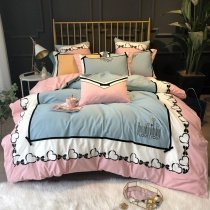 Sage Green White and Pale Pink Heart and Bow Print Border Elegant Girly Girls Simply Chic Full, Queen Size Bedding Sets