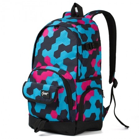 Oversized Oxford Senior Large Preppy Campus Book Bag Hot Pink Black Aqua Blue Geometric Mosaic Print Girls High School Backpack