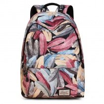 Preppy Style Canvas Junior Medium Book Bag Colorful Animal Feather Print Anti Theft Zipper Girls Middle School Backpack