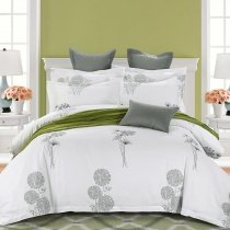 Gray and White Wildflower Print Modern Chic Bedding Sets