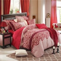 Burgundy Red and Camel Vintage Bohemian Style Full, Queen Size Bedding Sets