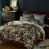 Dark Gray White and Gold Vintage Flower Full, Queen Size Bedding Sets