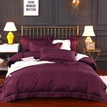Gorgeous Solid Burgundy Contemporary Jacquard Satin Full, Queen Size Bedding Sets