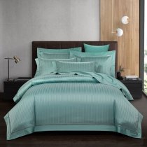 Turquoise Trendy Boutique Shiny Jacquard Satin Full, Queen Size Bedding Sets