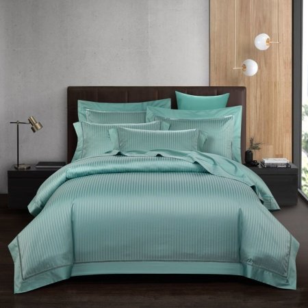 Turquoise Trendy Boutique Shiny Jacquard Satin Full, Queen Size Bedding Sets