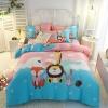 Sky Blue and Pink Fox Lion Rabbit Crocodile Giraffe Flamingo Print Funky Animal Themed Full, Queen Size Bedding Sets