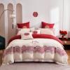 Beige and Red Fancy Curve Pattern Wedding Style Noble Excellence Full, Queen Size Bedding Sets
