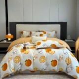 Orange Print Trendy Unique Style Full, Queen Size Bedding Sets