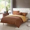 Chocolate Brown and Gold Solid Pure Colored Simply Chic Full, Queen Size Luxury Cotton Bedding Sets