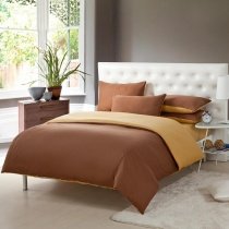 Chocolate Brown and Gold Solid Pure Colored Simply Chic Full, Queen Size Luxury Cotton Bedding Sets