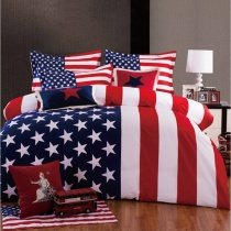 Navy Blue Red and White Personalized American Flag the Stars and the Stripes Print Full, Queen Size Bedding Sets