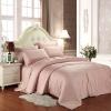 Pale Pink Plain Color Simply Chic Noble Excellence Luxury Western Style Girls Soft 100% Tencel 4 Pieces Full, Queen Size Bedding Sets
