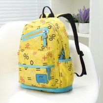 Lemon Yellow Canvas with Blue Trim Cute Girls School Backpack Personalized Monogrammed Sewing Pattern Modern Travel Bag