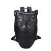 Black Embossed PU Leather Retro Hip-hop Style Owl-shaped Junior School Book Bag Personalized 3D Animal Casual Travel Backpack