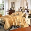 Royal Gold and Grey Sequin Scroll Pattern Victorian Lace Design Trendy Luxury Jacquard Satin Full, Queen Size Bedding Sets