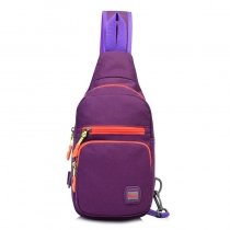 Eggplant Purple Nylon Elegant Women Small Crossbody Shoulder Chest Bag Durable Sewing Pattern Casual Travel Hiking Cycling Sling Backpack