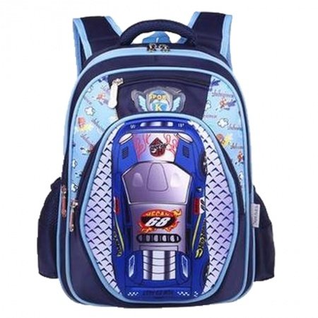 Deep Blue and Turquoise Oxford Cool Boys Pupil Preppy Book Bag Unique Cartoon Character Kids School Campus Backpack