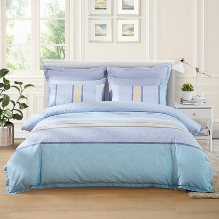 Navy Blue Yellow and Aqua Nautical Stripe and Flower Print Contemporary Modern Chic Ombre Full, Queen Size Bedding Sets