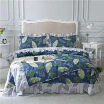 Jungle Green White and Navy Blue Botanical Banana Leaf Print Vintage Tropical Hawaiian Full, Queen Size Bedding Sets