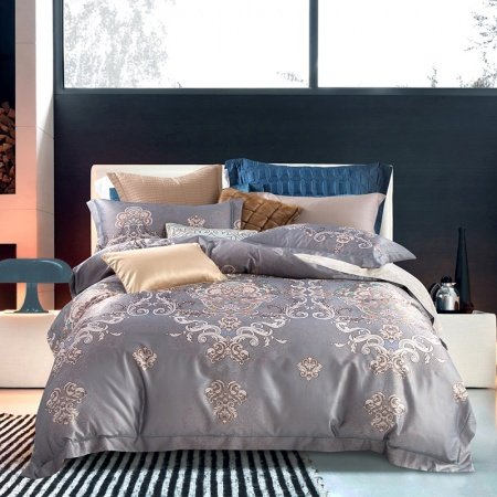 Taupe Gray Gold Green and Beige Victorian Gothic Tribal Print Retro Shabby Chic Rustic Western Style Adults Full, Queen Size Bedding Sets