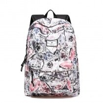 Lightweight Polyester Junior Middle School Campus Book Bag Brown Red White Leaf Print Girls Anti Theft Casual Travel Backpack