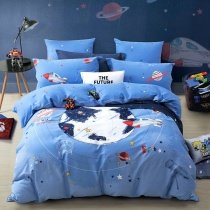 World Map, Rocket and Planet Print Adventure Boys Full, Queen Size Bedding Sets