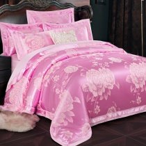 Hot Pink and Gold Botanical Floral Print Vogue Glam Style Noble Excellence Cute Style Full, Queen Size Bedding Sets