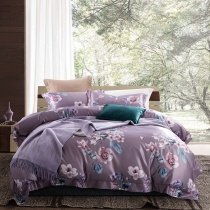 White and Gray Flower Asian Inspired Soft Full, Queen Size Bedding Sets