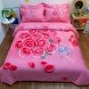 Girls Hot Pink Rose Print Elegant Romantic Style Full, Queen Size Bedding Sets