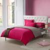 Deep Hot Pink and Gray Solid Pure Color Simply Chic Girls Dorm Room Full, Queen Size Bedding Sets