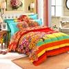 Red Yellow and Light Turquoise Colorful Exotic Bohemian Style Western Paisley Unique 100% Brushed Cotton Full, Queen Size Bedding Sets