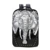 Black Patent Leather with Metallic Silver Elephant Boys School Campus Book Bag Punk Style Rivet Studded Casual Travel Laptop Backpack