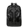 Punk Style Black Patent Leather Rivet Studded Travel Laptop Backpack Personalized Elephant Cool Boys Preppy School Campus Book Bag