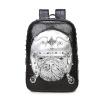 Punk Style Metallic Silver Black Leather Cool Men Travel Backpack Personalized Embossed Cross Dog Rivet Studded School Campus Book Bag