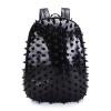 Personalized Black Patent Leather Cool Boys School Book Bag Punk Rock and Roll Style Spikes Rivet Studded Travel 14 Inch Laptop Backpack